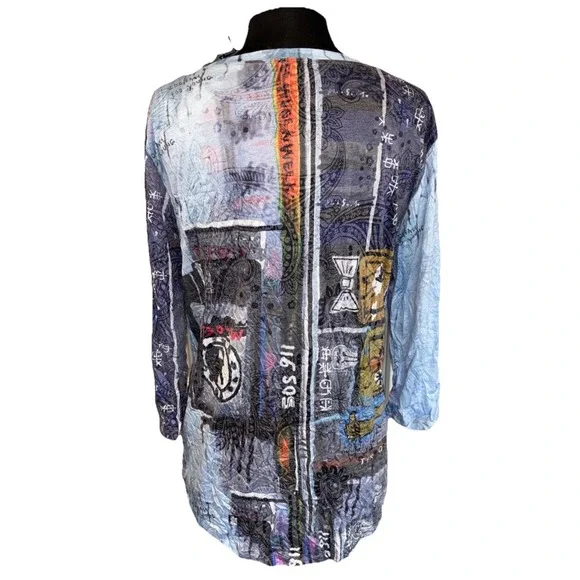 Shana Crushed Right To Education Tunic Women's Size M Purple Travel Art To Wear - Picture 2 of 13